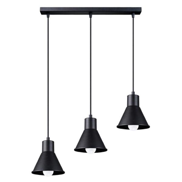 Pendellampe Taleja 3 - Moderne Sort Keglelampe