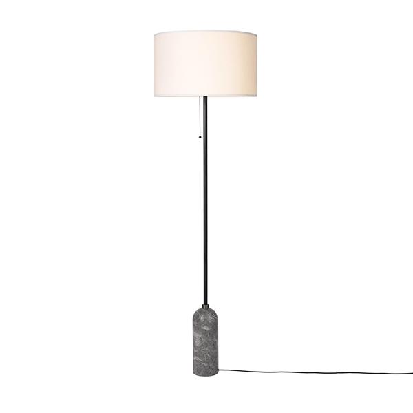 Gubi Gravity Gulvlampe i Grå Marmor og Hvid Skærm